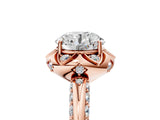 Rose gold Round Halo Split Shank Pave Diamond Ring with Petal Prong Setting_27