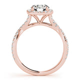 Rose gold Round Halo Twist Band Diamond Engagement Ring with Prong Setting 2