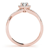 Rose gold Round Halo Twist Band Prong Set Ring 2