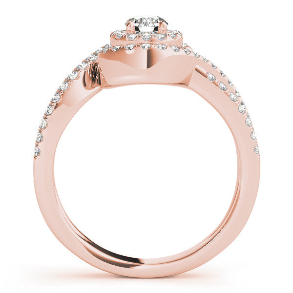 Rose gold Round Halo Twist Band Solitaire Prong Setting 2