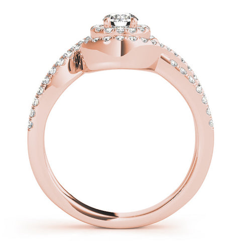 Rose gold Round Halo Twist Band Solitaire Prong Setting 2