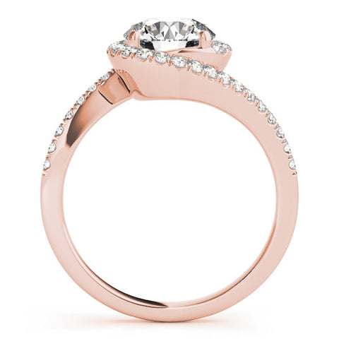 Rose gold Round Halo Twist Band Solitaire Prong Setting Ring 2