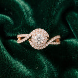 Rose gold Round Halo Twist Band Solitaire Prong Setting_16