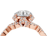 Rose gold Round Halo Twist Band Solitaire Ring with Six-Prong Setting_10
