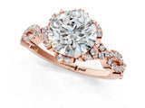 Rose gold Round Halo Twist Band Solitaire Ring with Six-Prong Setting_7