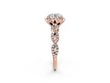 Rose gold Round Halo Twist Band Solitaire Ring with Six-Prong Setting_8
