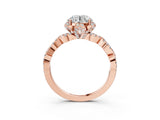 Rose gold Round Halo Twist Band Solitaire Ring with Six-Prong Setting_9