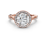 Rose gold Round Halo Twist Band Solitaire Ring_23