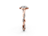 Rose gold Round Halo Twist Band Solitaire Ring_25