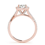 Rose gold Round Halo Twist Band Solitaire with Four-Prong Setting 2