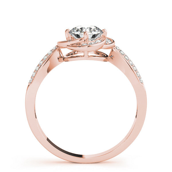 Rose gold Round Halo Twist Split Shank Diamond Ring 2