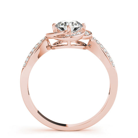 Rose gold Round Halo Twist Split Shank Diamond Ring 2