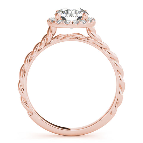 Rose gold Round Halo Twisted Band Four-Prong Diamond Ring 2