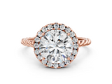 Rose gold Round Halo Twisted Band Four-Prong Diamond Ring_24