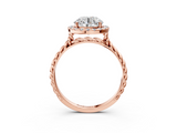Rose gold Round Halo Twisted Band Four-Prong Diamond Ring_27