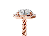 Rose gold Round Halo Twisted Band Four-Prong Diamond Ring_29