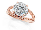 Rose gold Round Halo Twisted Band Four-Prong Ring_33