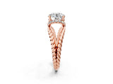 Rose gold Round Halo Twisted Band Four-Prong Ring_34