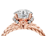 Rose gold Round Halo Twisted Band Four-Prong Ring_36