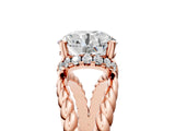 Rose gold Round Halo Twisted Band Four-Prong Ring_37