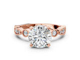 Rose gold Round Milgrain Bezel Diamond Engagement Ring with Solitaire Prong Setting_189