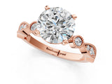 Rose gold Round Milgrain Bezel Diamond Engagement Ring with Solitaire Prong Setting_190