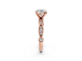 Rose gold Round Milgrain Bezel Diamond Engagement Ring with Solitaire Prong Setting_191