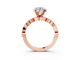 Rose gold Round Milgrain Bezel Diamond Engagement Ring with Solitaire Prong Setting_192