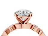 Rose gold Round Milgrain Bezel Diamond Engagement Ring with Solitaire Prong Setting_193