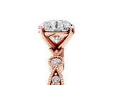 Rose gold Round Milgrain Bezel Diamond Engagement Ring with Solitaire Prong Setting_194