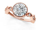 Rose gold Round Milgrain Marquise Diamond Twist Band Ring_40