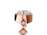 Rose gold Round Milgrain Marquise Diamond Twist Band Ring_44