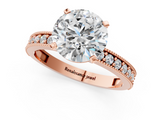 Rose gold Round Milgrain Pave Diamond Engagement Ring with Four-Prong Setting_160
