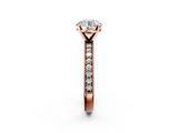 Rose gold Round Milgrain Pave Diamond Engagement Ring with Four-Prong Setting_161