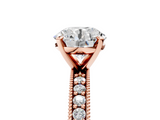 Rose gold Round Milgrain Pave Diamond Engagement Ring with Four-Prong Setting_164