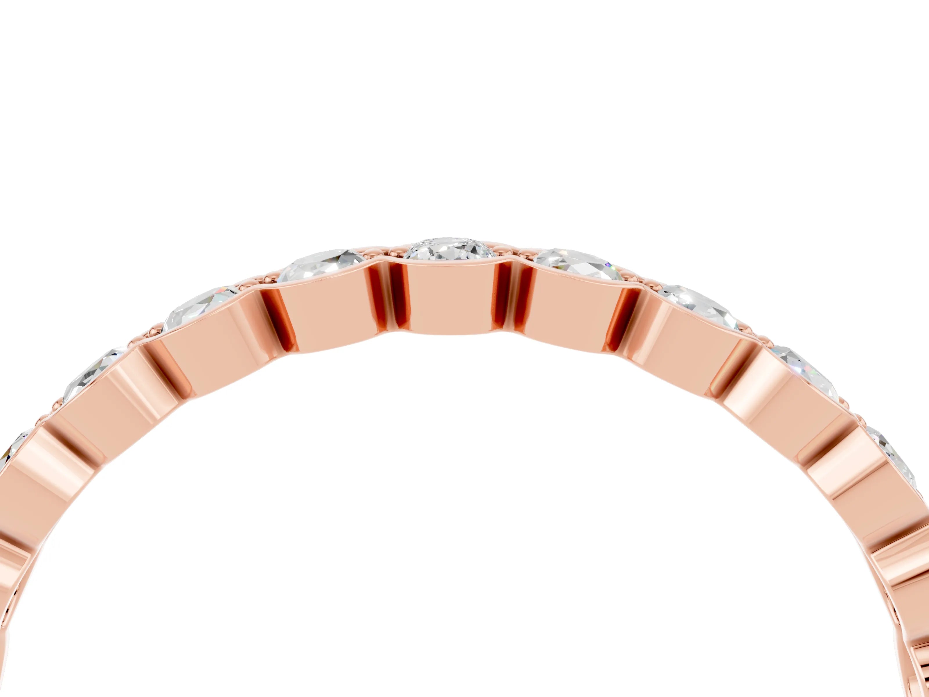 Rose gold Round Moissanite Bezel Set Eternity Band_10
