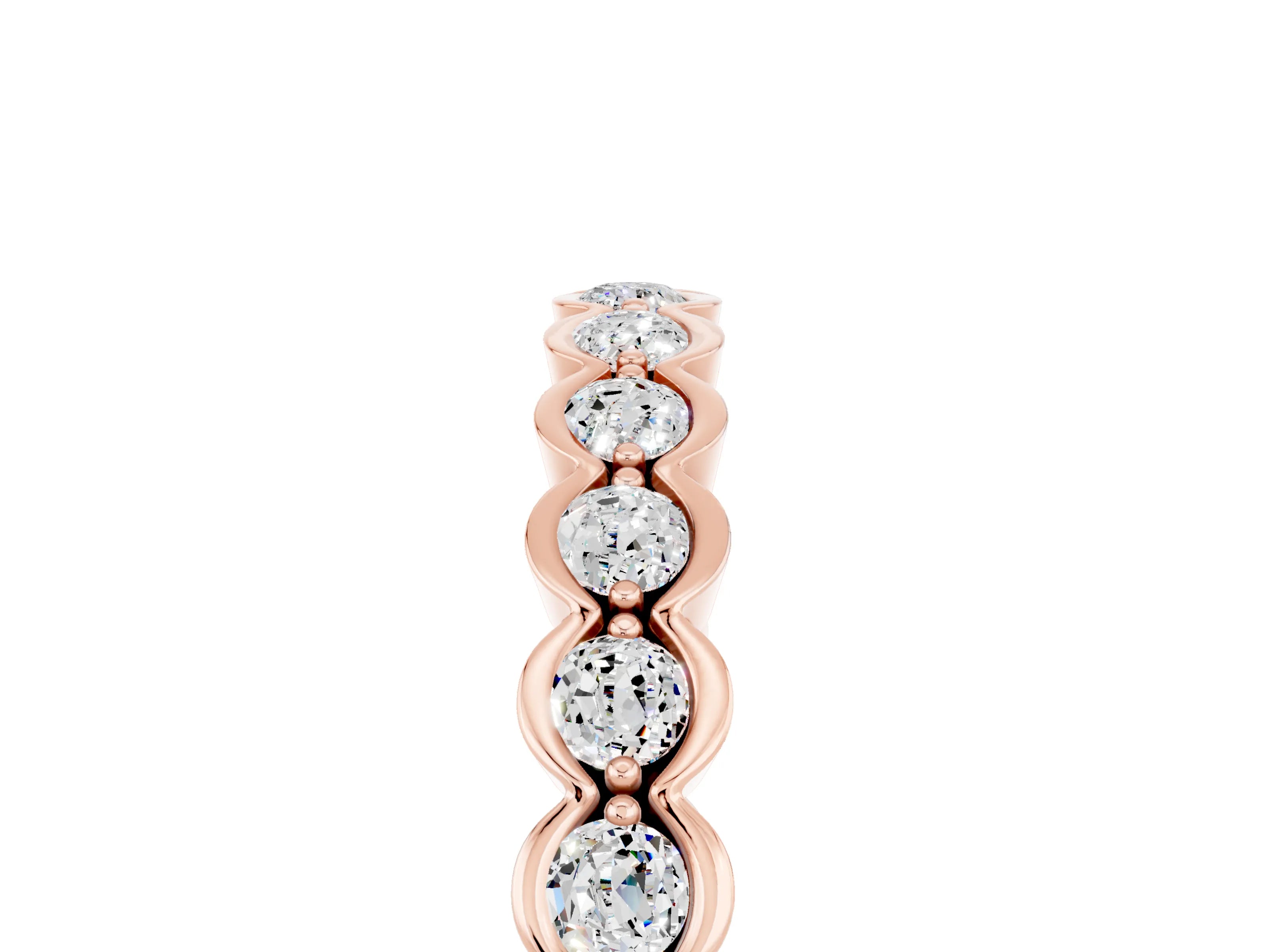 Rose gold Round Moissanite Bezel Set Eternity Band_11