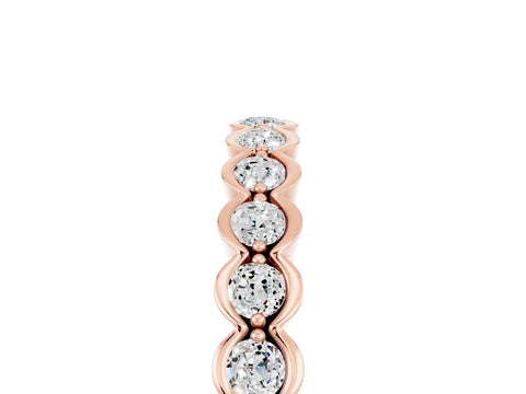 Rose gold Round Moissanite Bezel Set Eternity Band_11