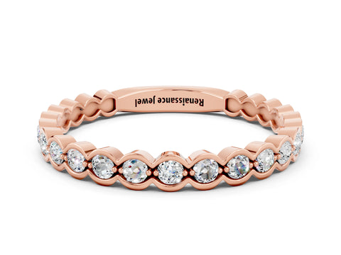 Rose gold Round Moissanite Bezel Set Eternity Band_6