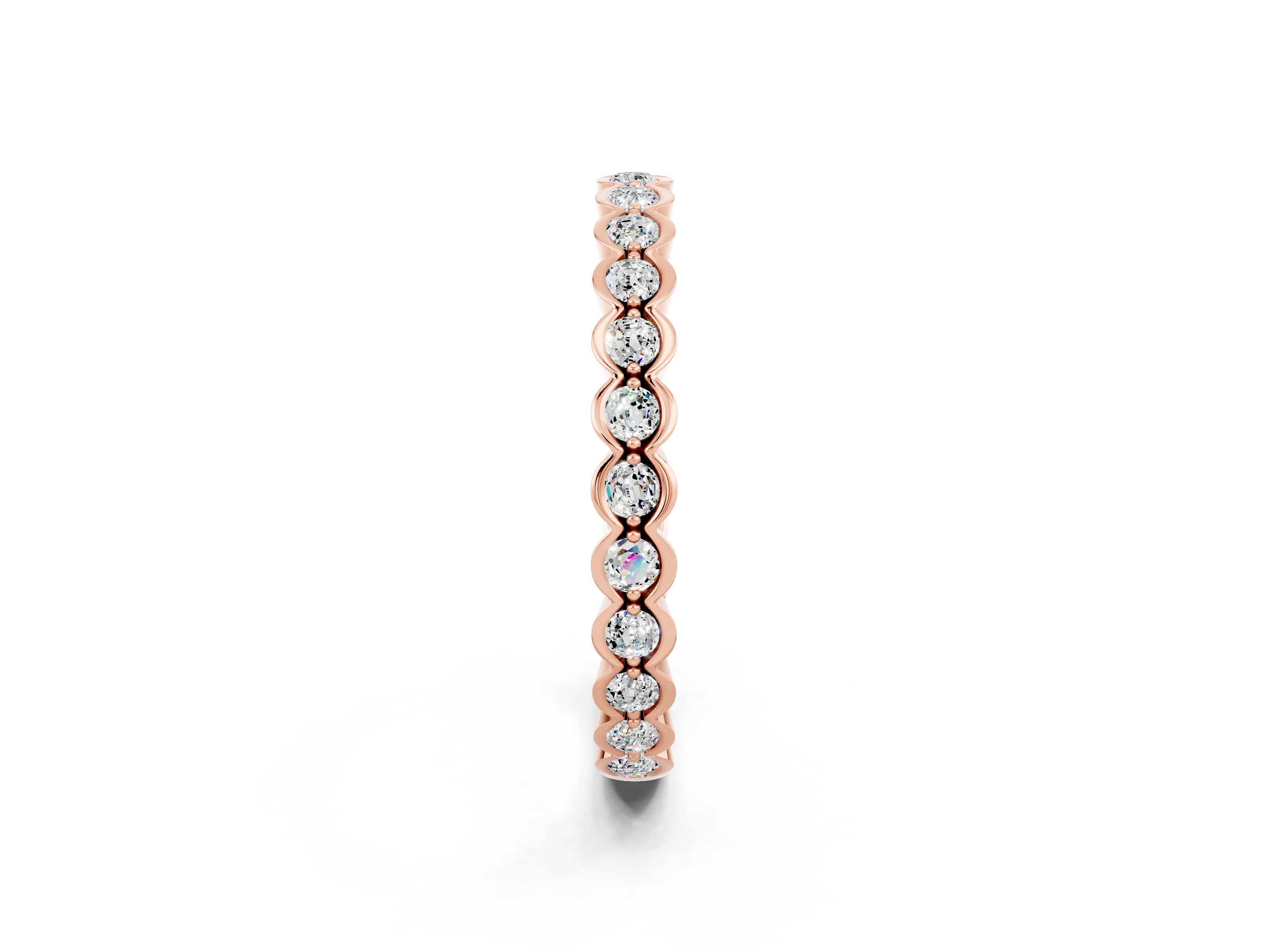Rose gold Round Moissanite Bezel Set Eternity Band_8