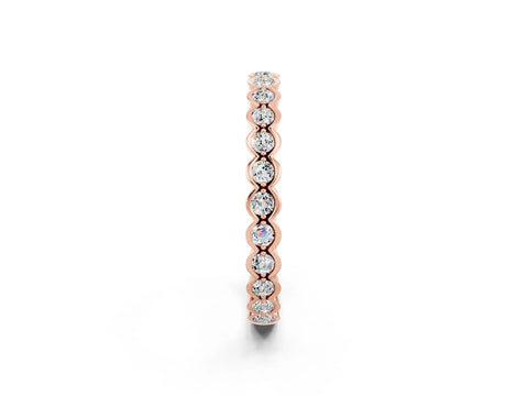 Rose gold Round Moissanite Bezel Set Eternity Band_8