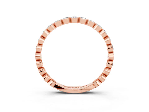 Rose gold Round Moissanite Bezel Set Eternity Band_9
