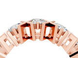 Rose gold Round Moissanite Channel Set Band with X-Prong Detail_10