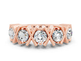 Rose gold Round Moissanite Channel Set Band with X-Prong Detail_6