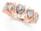 Rose gold Round Moissanite Channel Set Band with X-Prong Detail_7