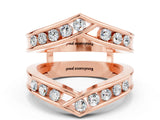 Rose gold Round Moissanite Channel-Set Chevron Band_17