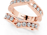 Rose gold Round Moissanite Channel-Set Chevron Band_18