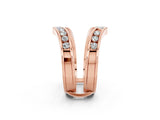 Rose gold Round Moissanite Channel-Set Chevron Band_19