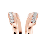Rose gold Round Moissanite Chevron Contour Band with Prong Setting_11