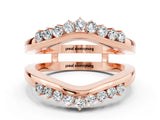 Rose gold Round Moissanite Chevron Contour Band with Prong Setting_6